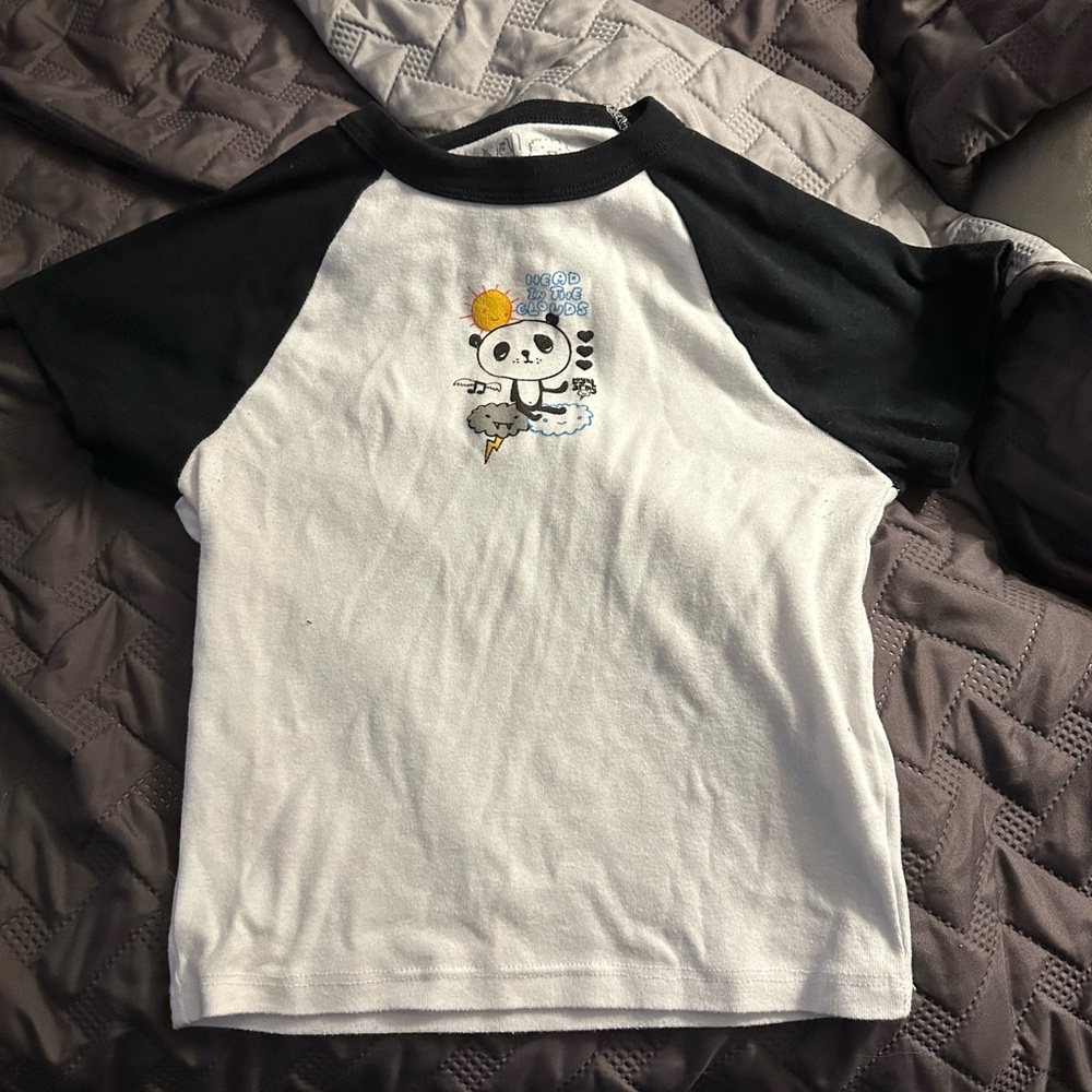 Black and White Crop Top with Graphic Design